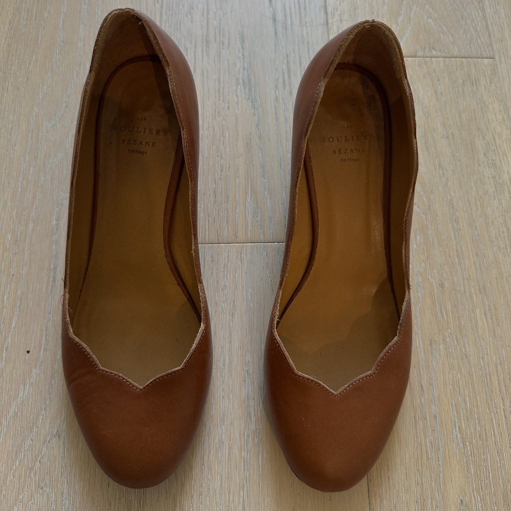 Sezane babies Camel leather 2" heel Size 37